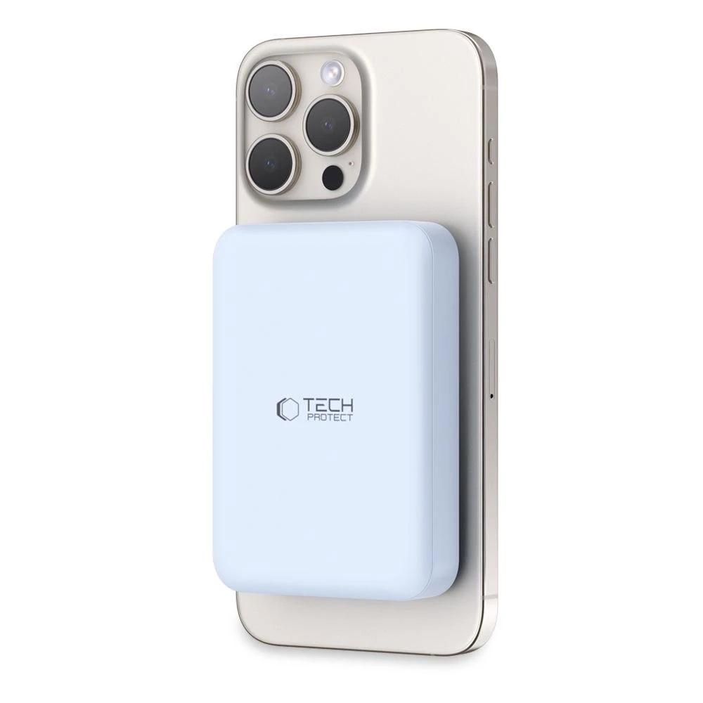 Tech-Protect LifeMag PB11 Powerbank su MagSafe 10000mAh 15W USB-C port – mėlynos spalvos + USB-C kabelis