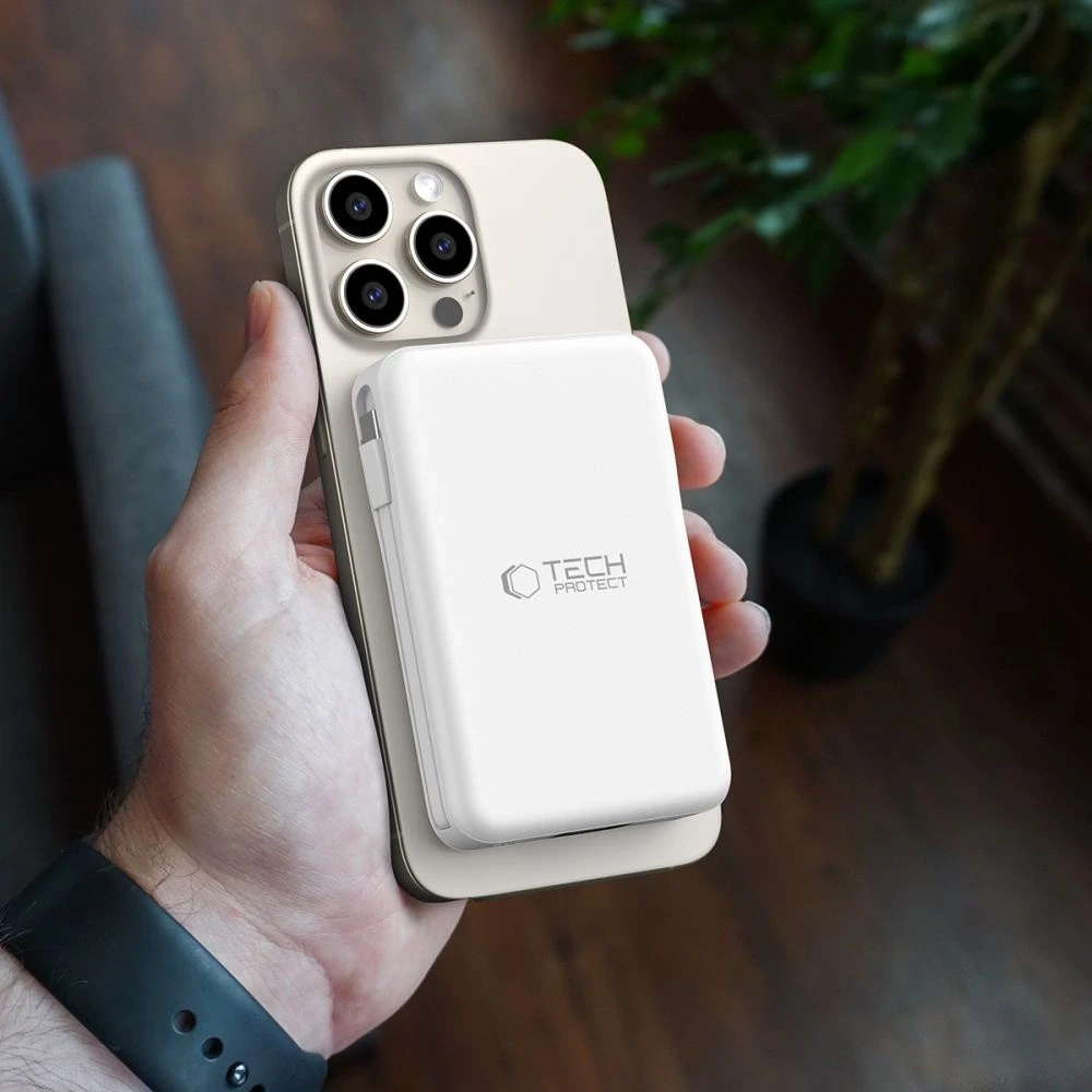 Tech-Protect PB31 LifeMag MagSafe powerbank 10000MAH baltos spalvos