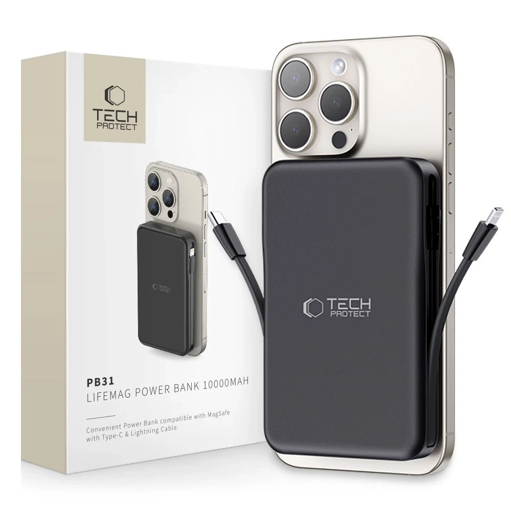 Tech-Protect PB31 LifeMag MagSafe powerbank 10000MAH juodos spalvos