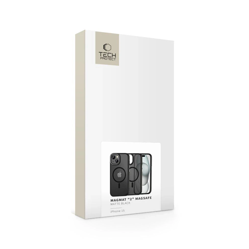 Apple iPhone 15 Tech-Protect Magmat „2” MagSafe Matte dėklas telefonui juodos spalvos