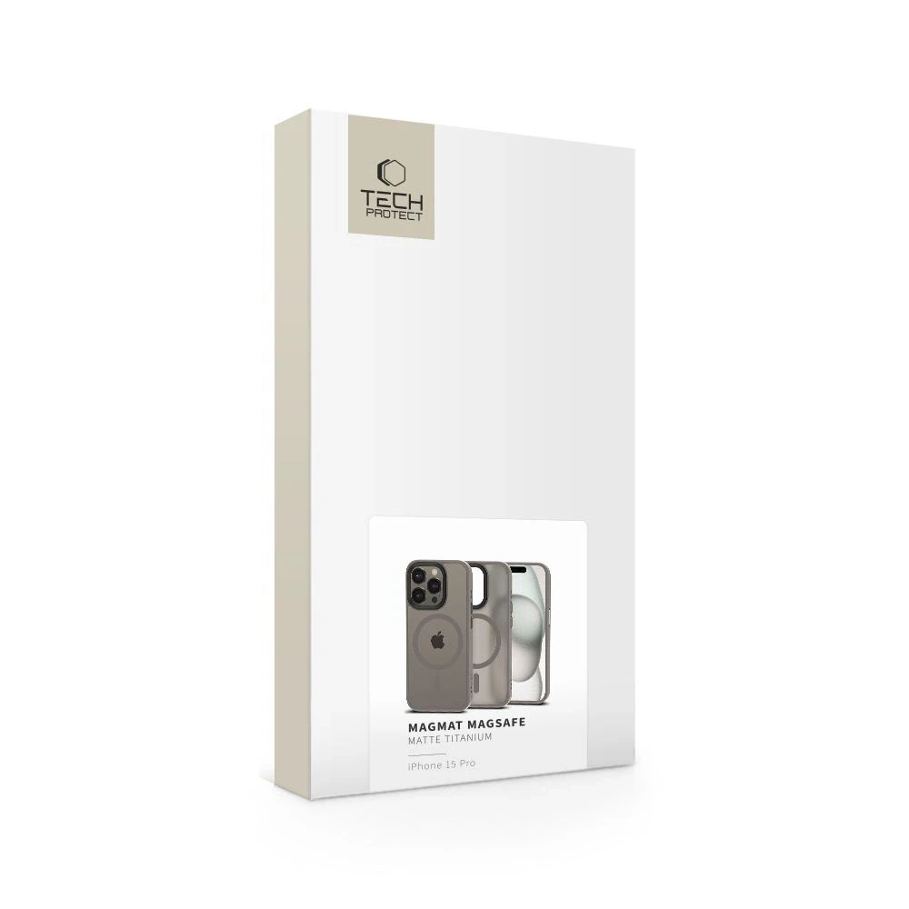 „Tech-Protect MagMat MagSafe Apple iPhone 15 Pro“ – matinis titano spalvos dėklas