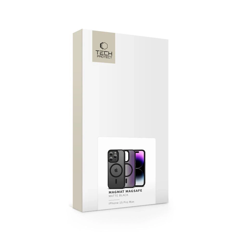 Tech-Protect MagMat MagSafe Apple iPhone 15 Pro Max – matte dėklas telefonui juodos spalvos