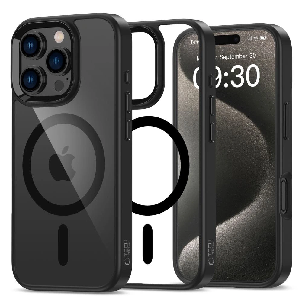 Apple iPhone 16 Pro Max Tech-Protect Magmat MagSafe Clear dėklas telefonui juodos spalvos