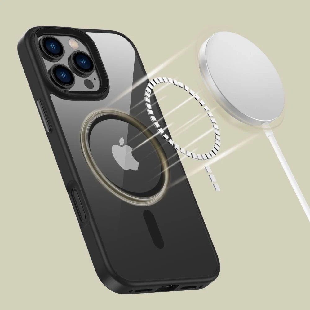 Apple iPhone 16 Pro Max Tech-Protect Magmat MagSafe Clear dėklas telefonui juodos spalvos