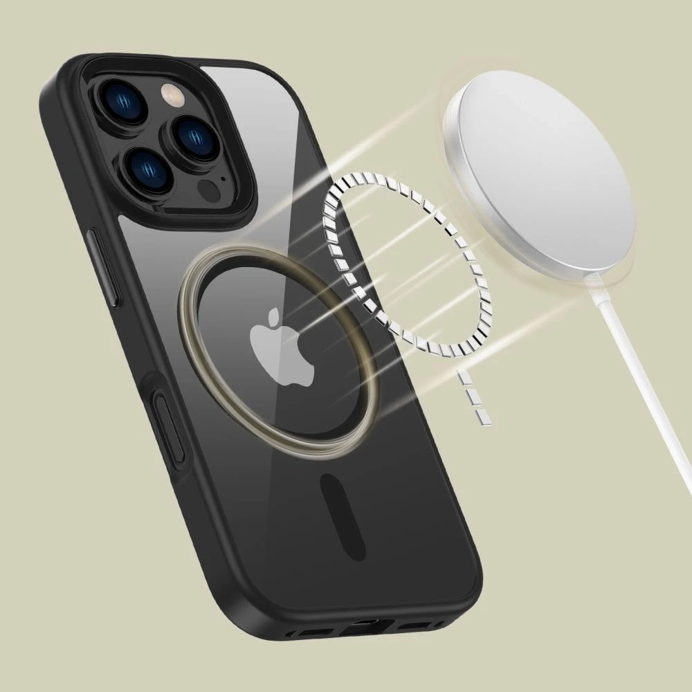 Apple iPhone 16 Pro Tech-Protect Magmat MagSafe Clear dėklas telefonui juodos spalvos