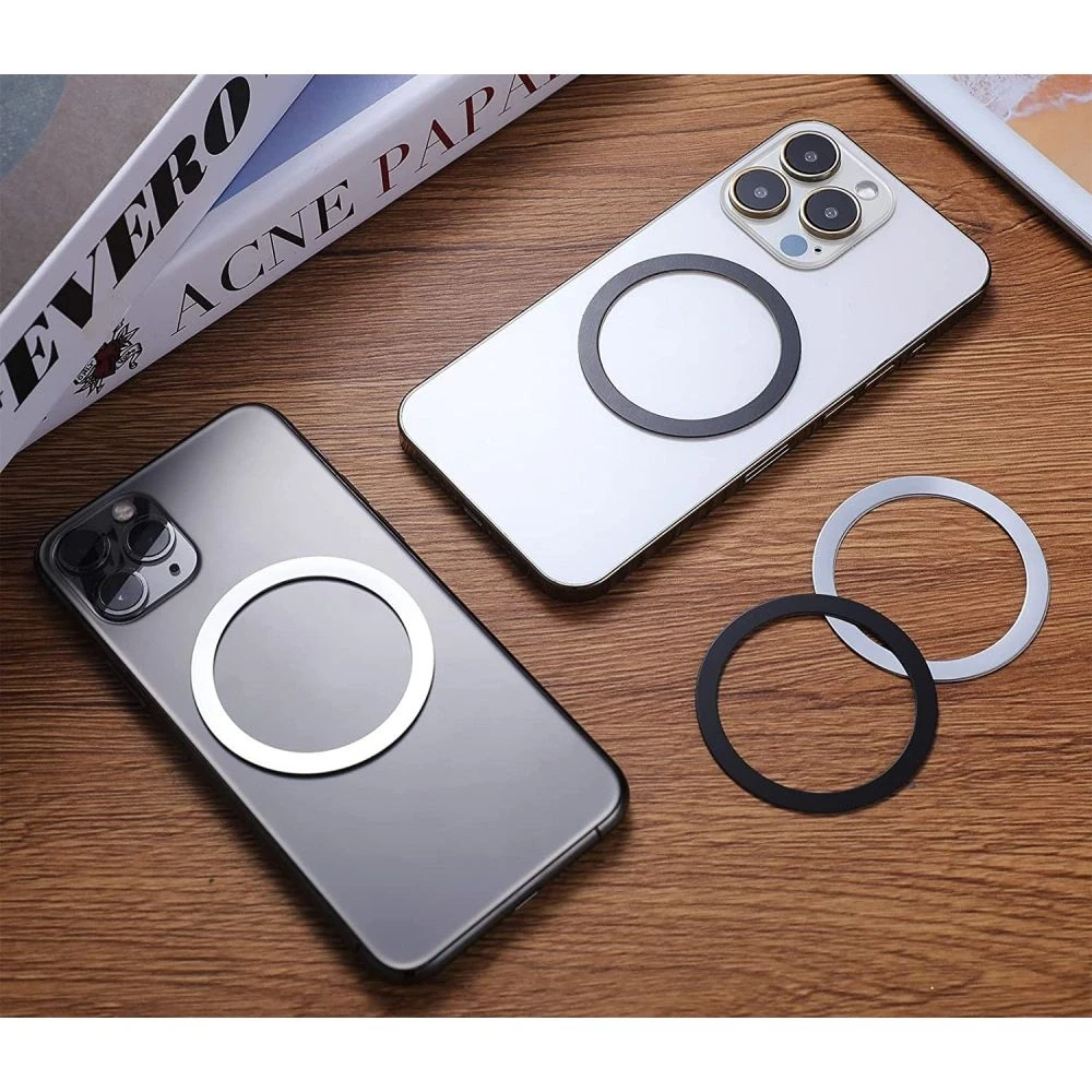 Dėklas Tech-Protect MagMat MagSafe magnetic ring universal – juodos spalvos / sidabrinės spalvos (2 pcs.)