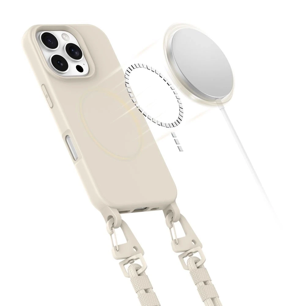 Dėklas Apple iPhone 16 Pro Max Tech-Protect Magnelace MagSafe Latte smėlio spalvos