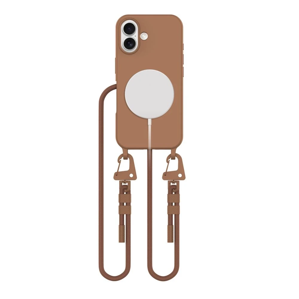Tech-Protect MagNecklace MagSafe with Lanyard Apple iPhone 16 – dėklas telefonui rudos spalvos