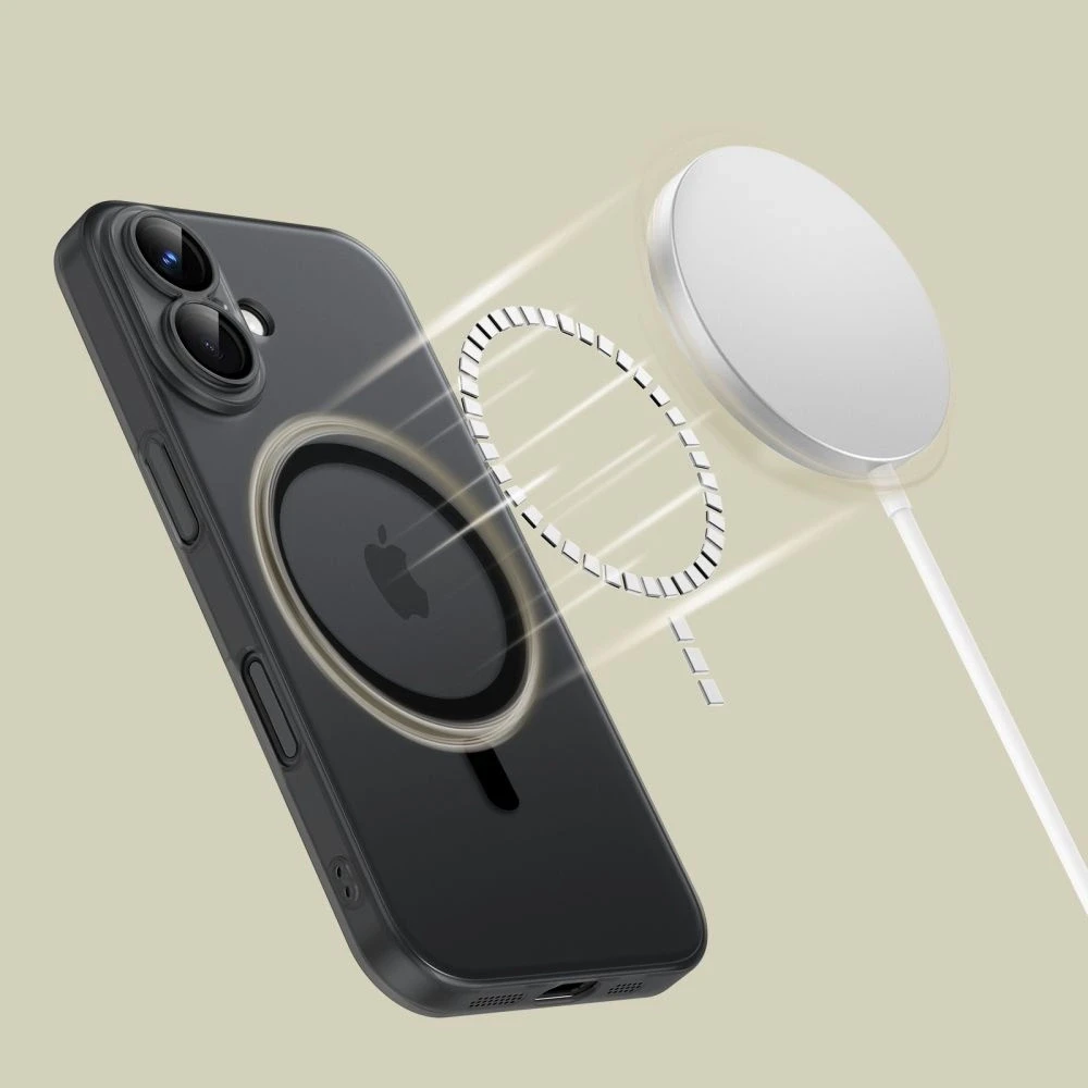 Apple iPhone 16 Tech-Protect Magslim MagSafe Matte dėklas telefonui juodos spalvos