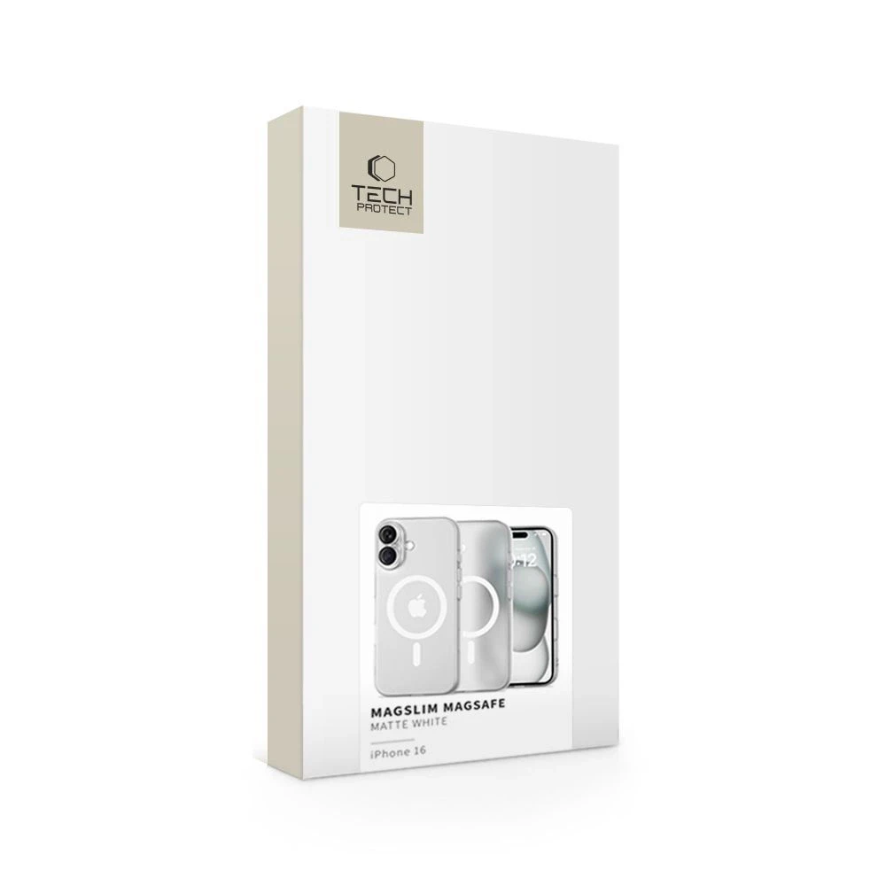 Apple iPhone 16 Tech-Protect Magslim MagSafe Matte dėklas telefonui baltos spalvos