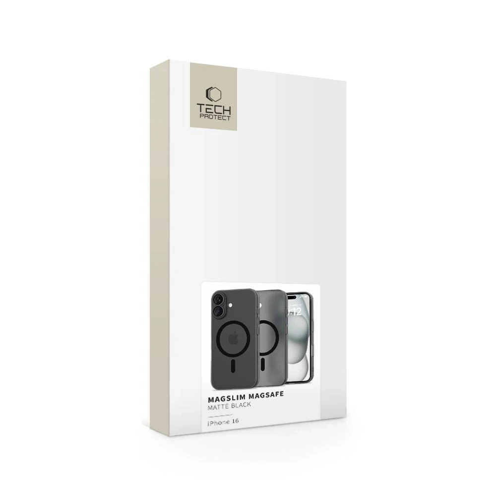 Apple iPhone 16 Tech-Protect Magslim MagSafe Matte dėklas telefonui juodos spalvos