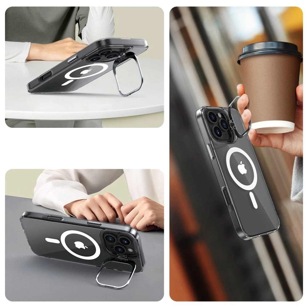 Tech-Protect MagStand MagSafe dėklas skirtas Apple iPhone 16 Pro – skaidrus