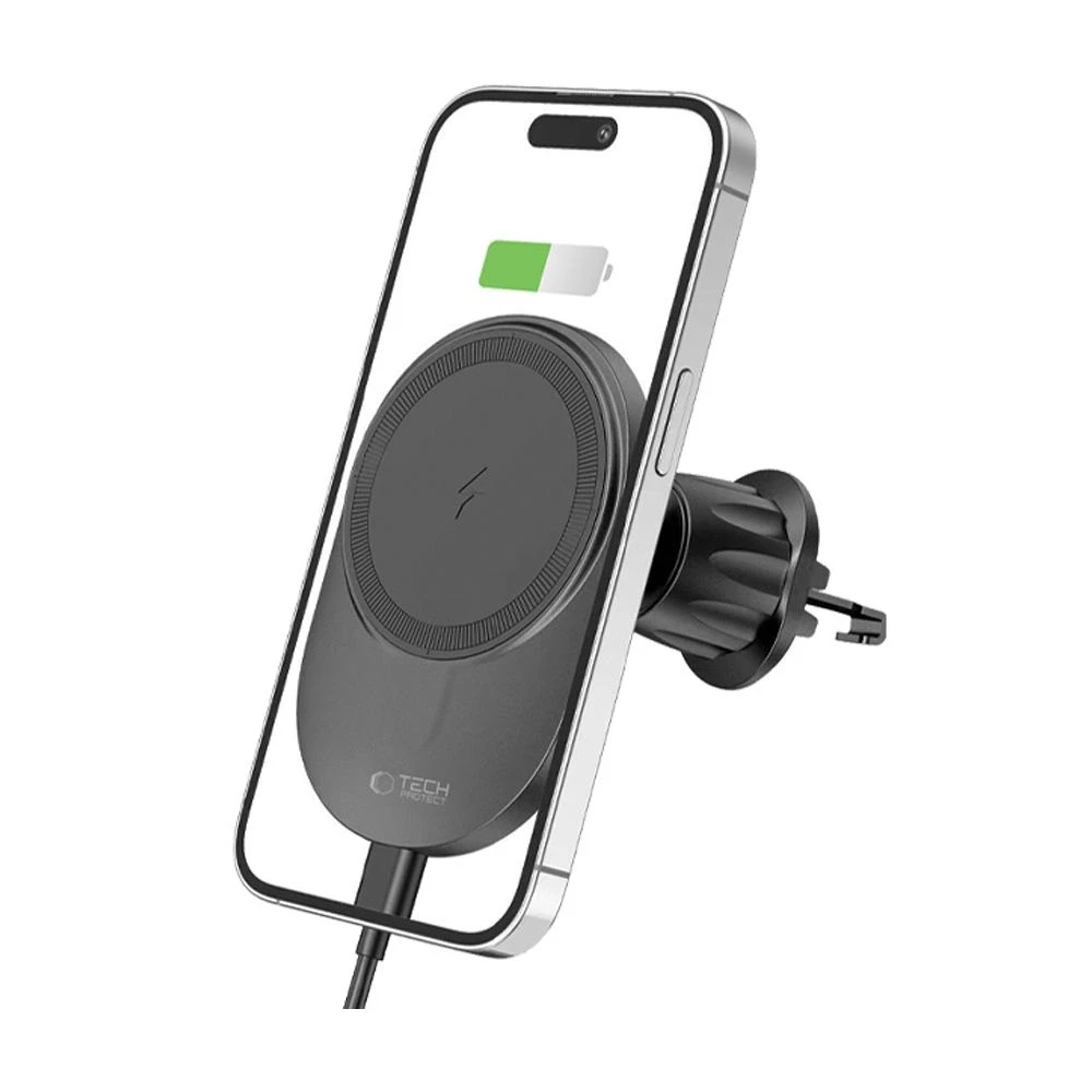 Magnetic MagSafe Automobilinis laikiklis Wireless Charging 15W for Vent Car Tech-Protect mm15W-V1 juodos spalvos