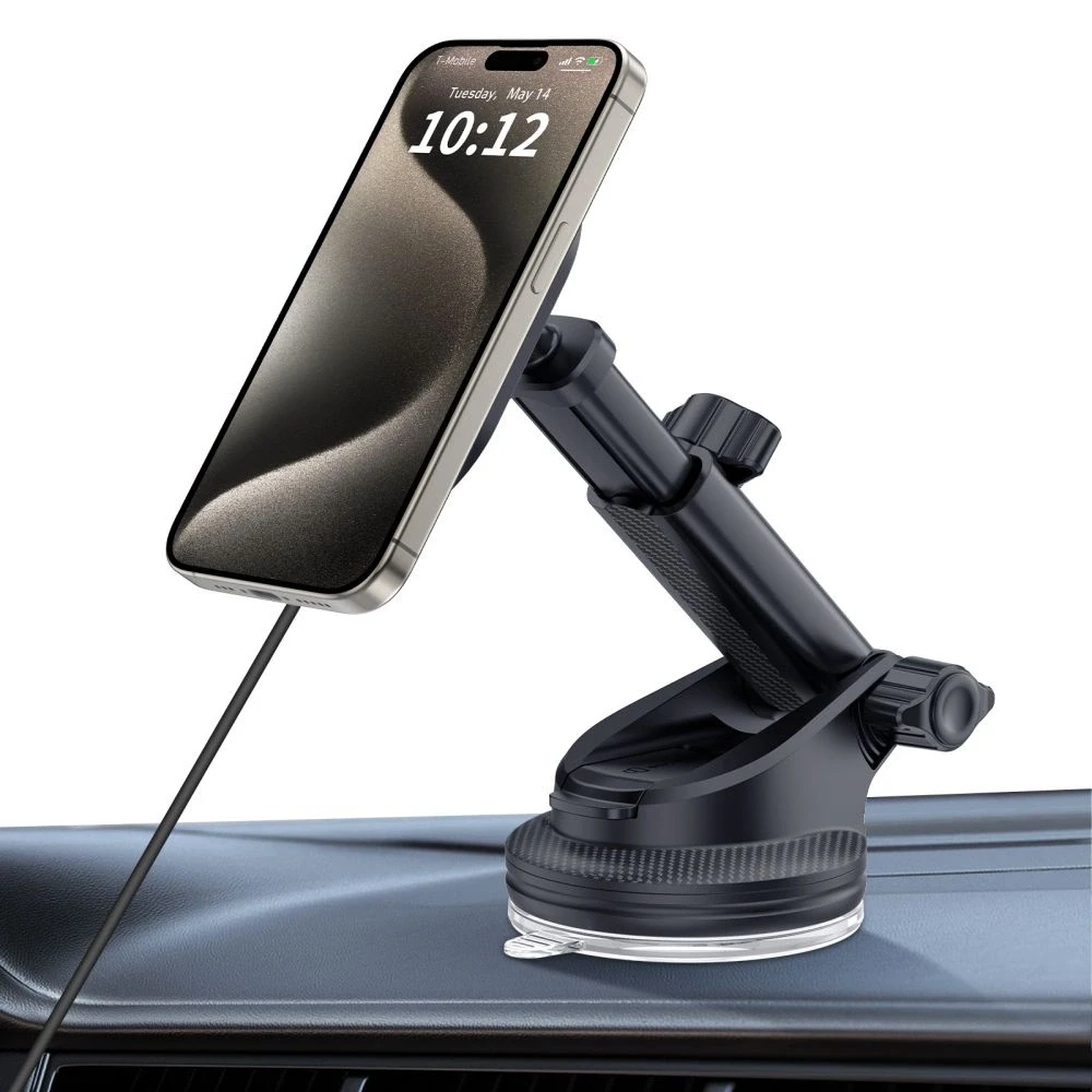 Tech-Protect MM15W-V6 15W automobilinis laikiklis su įkrovikliu MagSafe juodos spalvos