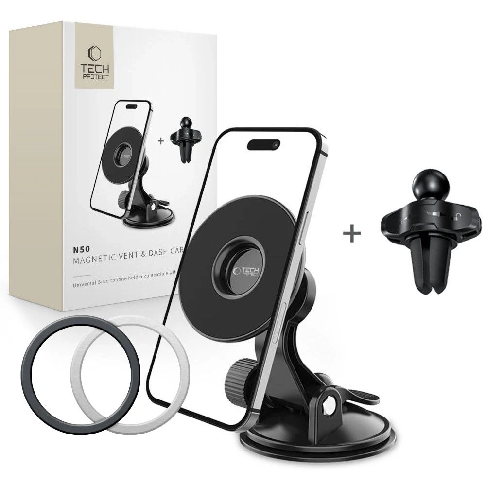 Tech-Protect N50 magnetinis automobilinis telefono laikiklis MagSafe for Cockpit/Air Vent – juodos spalvos