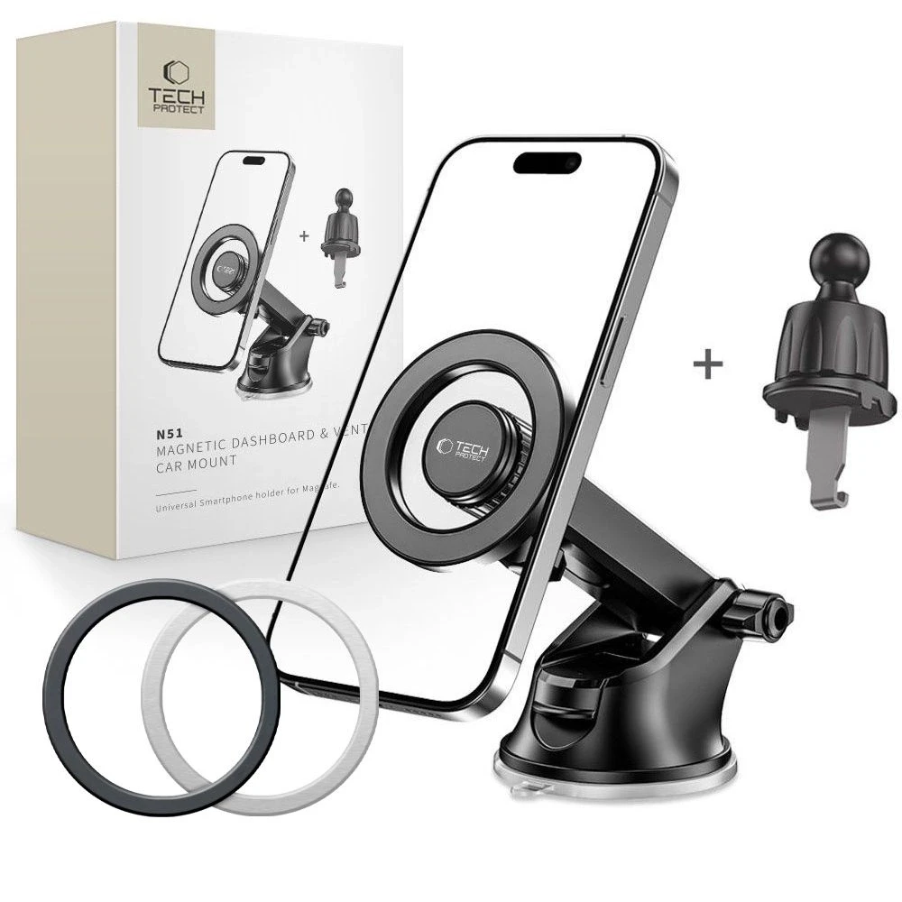 Tech-Protect N51 automobilinis telefono laikiklis su MagSafe for Cockpit/Air Vent – juodos spalvos