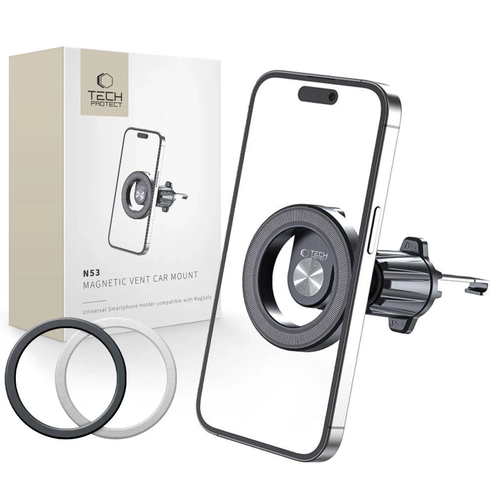 Tech-Protect N53 automobilinis telefono laikiklis su MagSafe oro grotelėms – juodos spalvos