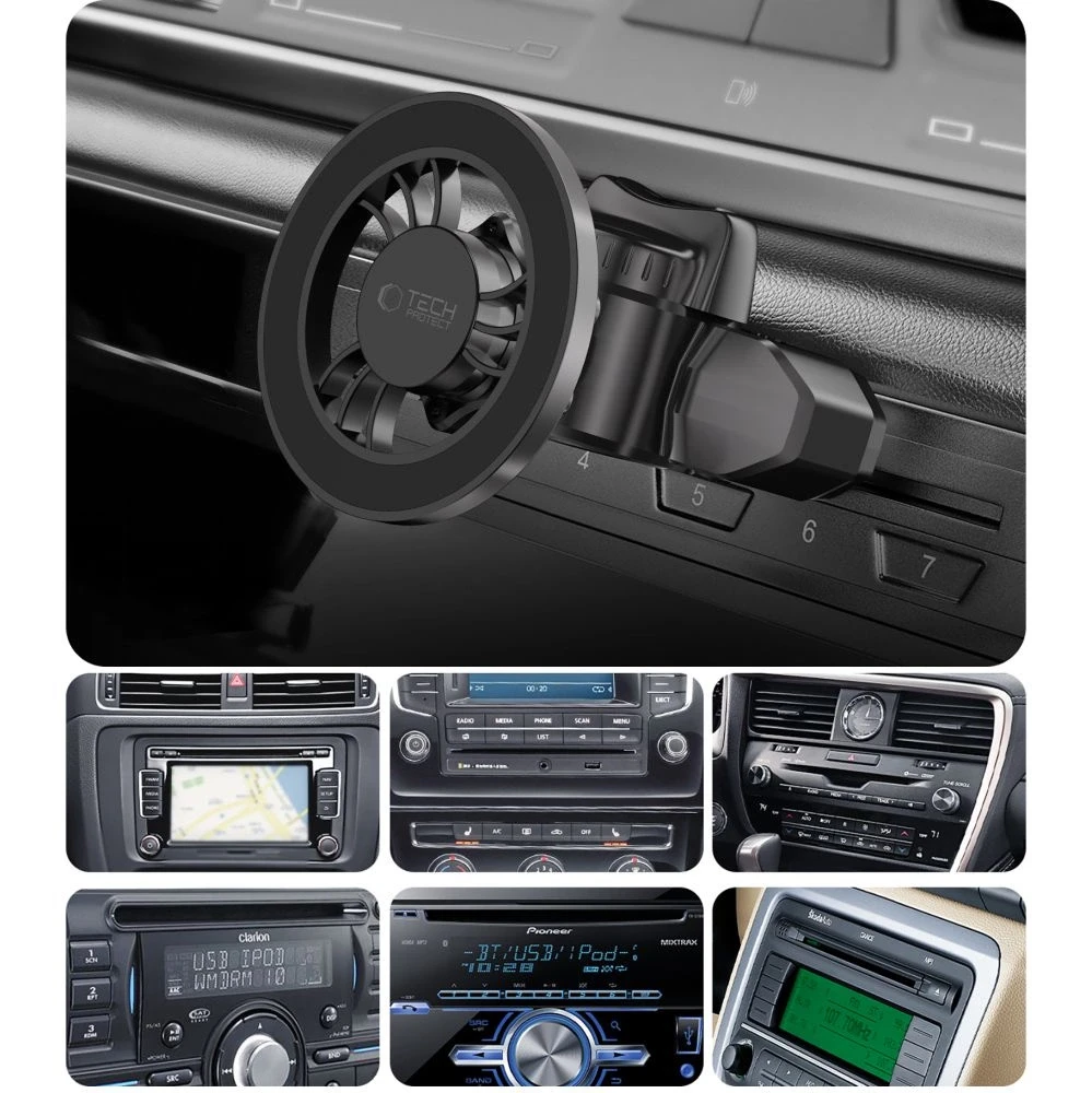 Tech-Protect N56 Magnetinis MafSafe automobilio laikiklis CD lizdo laikiklis - Juodas