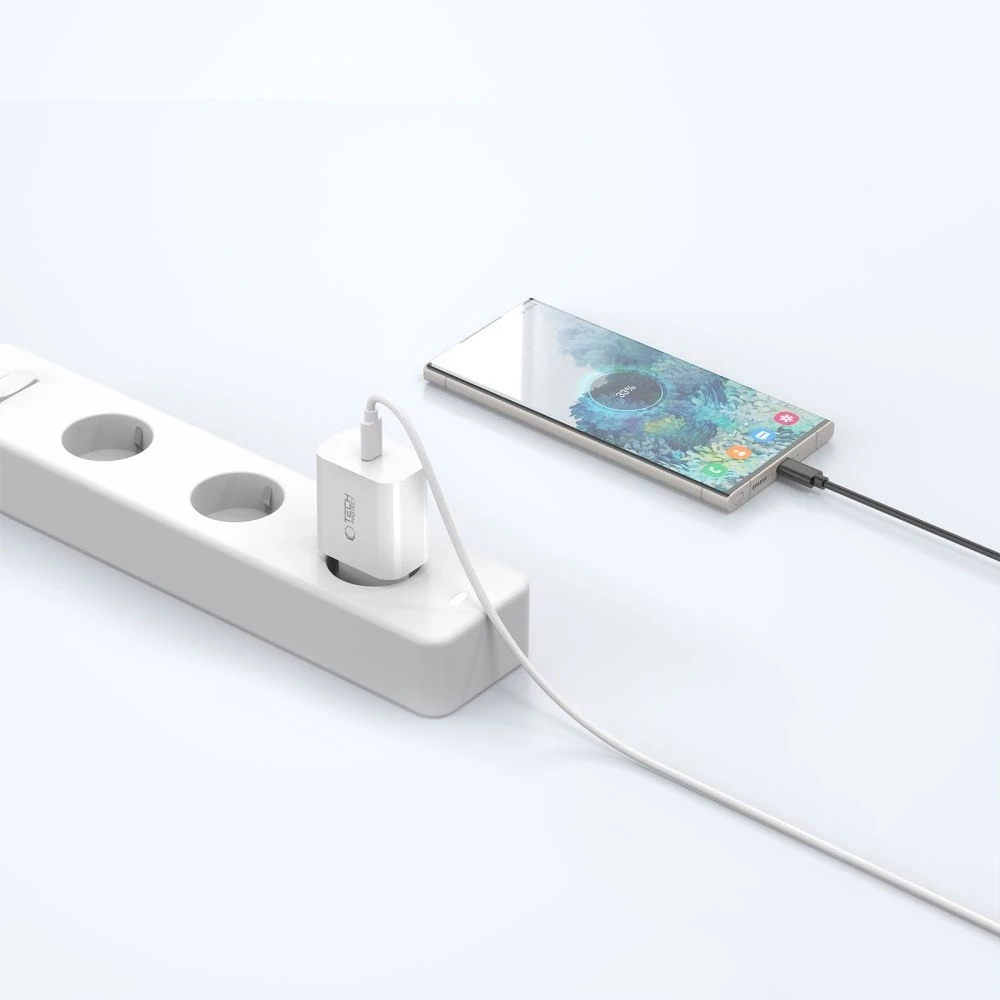 Tech-Protect NC20W sieninis įkroviklis USB-C prievadas - baltas