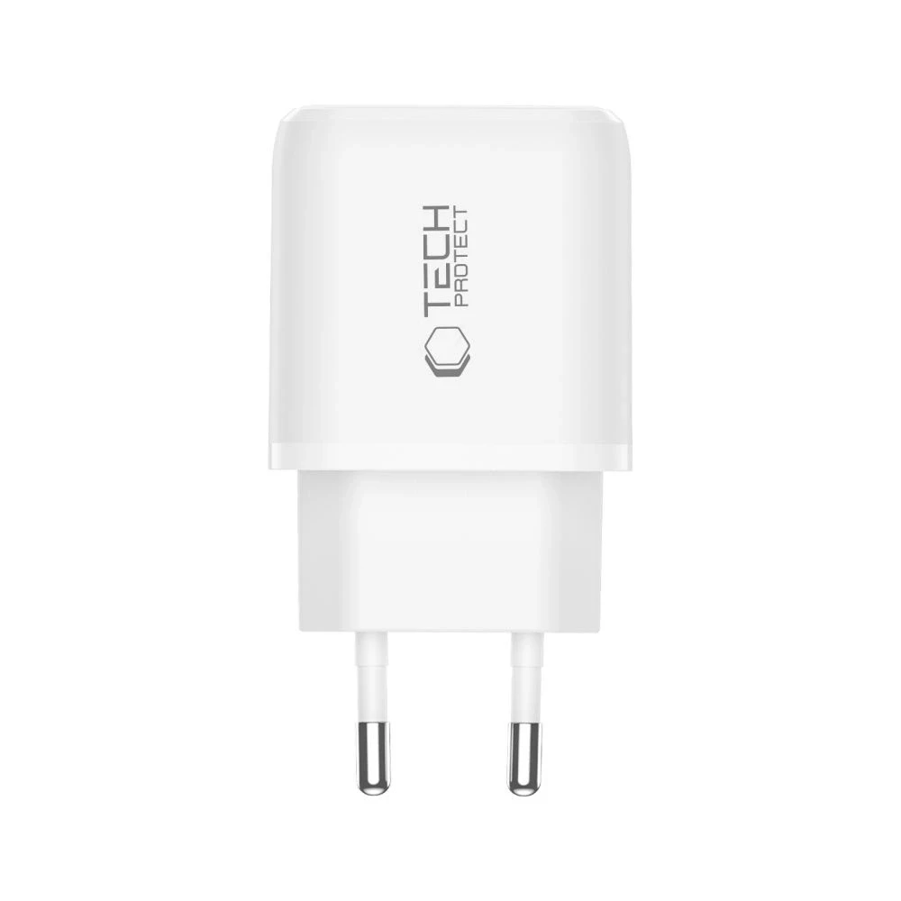 „Tech-Protect NCA20 PD 20W QC3.0 USB-A / USB-C“ sieninis įkroviklis - Baltas
