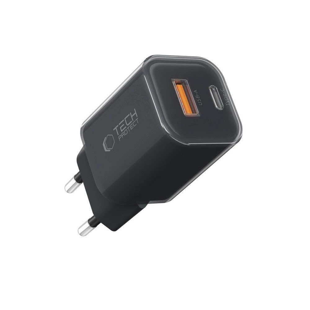 „Tech-Protect NCM33W“ 2 prievadų PD33W/QC3.0 sieninis įkroviklis - juodas