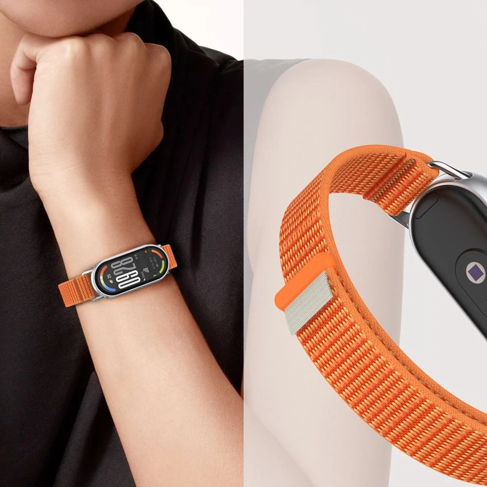 Tech-Protect Nylon Pro apyrankė skirta Xiaomi Smart Band 8/9/10/NFC – juodos spalvos and oranžinės spalvos