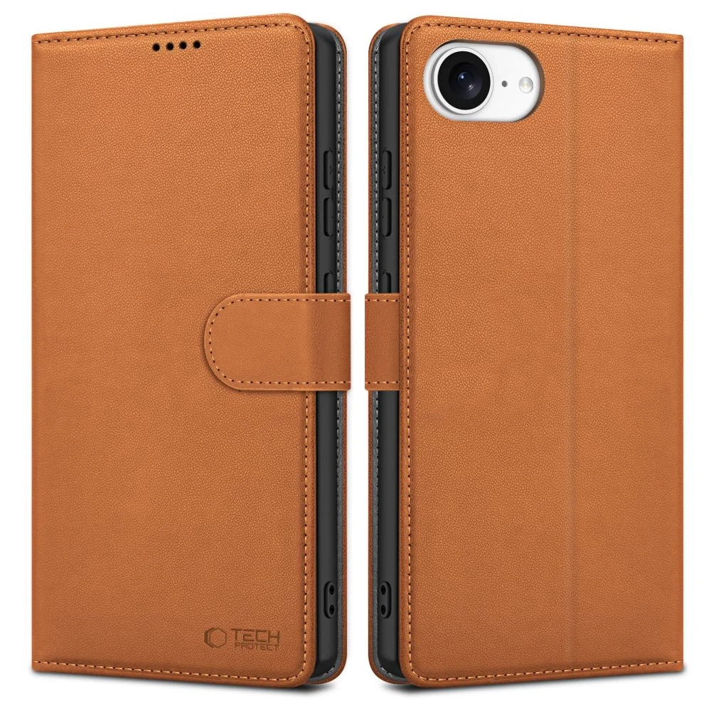 Dėklas Tech-Protect Piniginė iPhone 16E balno ruda