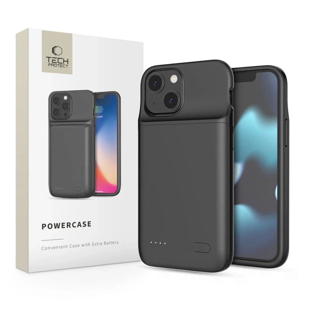 Tech-Protect PowerCase Apple iPhone 12 mini / 13 mini su 4700mAh power bank – dėklas telefonui juodos spalvos