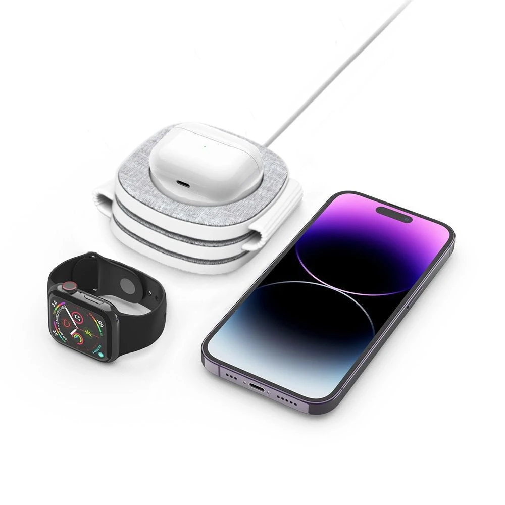 Belaidis magnetinis įkroviklis MagSafe 15W 3in1 iPhone + Apple Watch + AirPods Tech-Protect QI15W-A32 pilkos spalvos