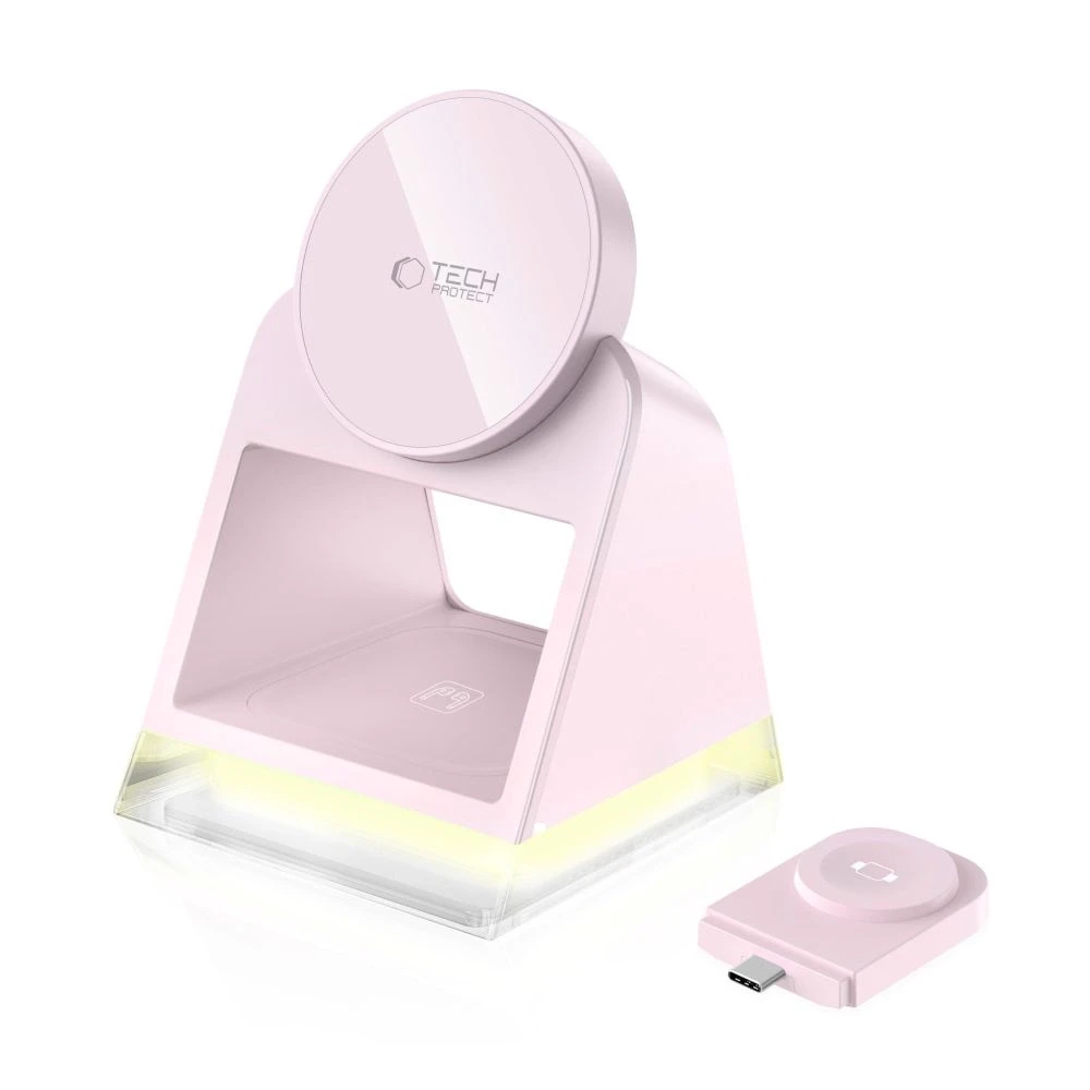 Tech-Protect QI15W-A43 3in1 MagSafe indukcinis įkroviklis - Rožinė