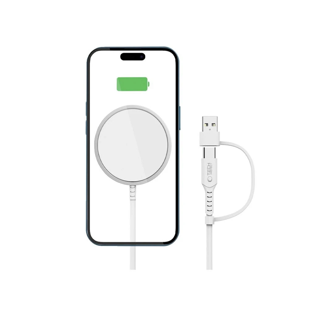 Tech-Protect QI15W-A44 magnetinis belaidis įkroviklis su MagSafe - Baltas