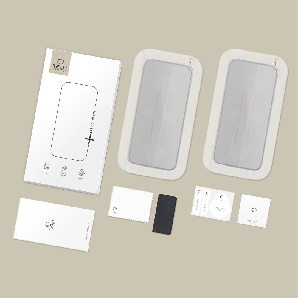 „Tech-Protect Quick Set Spy+“ privatumo stiklų, skirtų „iPhone 16 Pro“, 2 vnt. pakuotėje