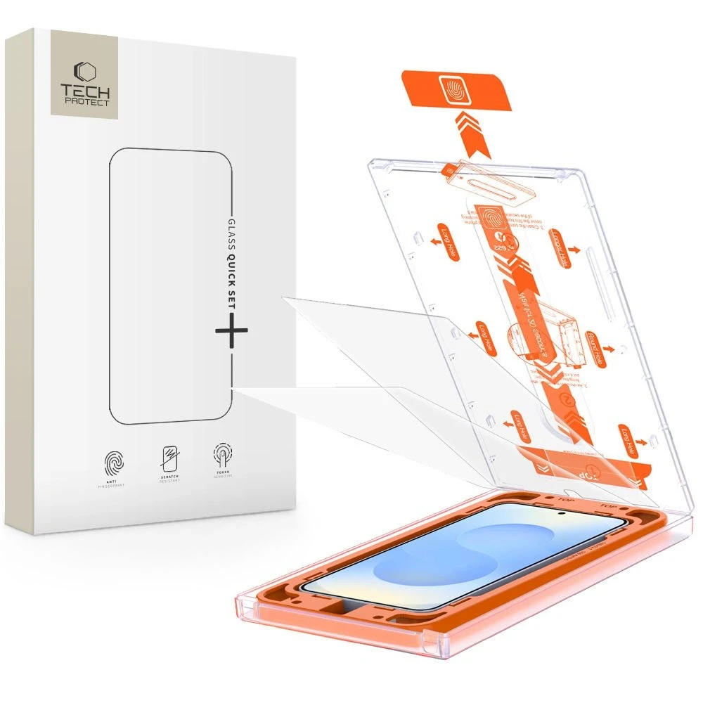 Tech-Protect Quick Set+ apsauginis stiklas skirta Samsung Galaxy S25 – skaidrus