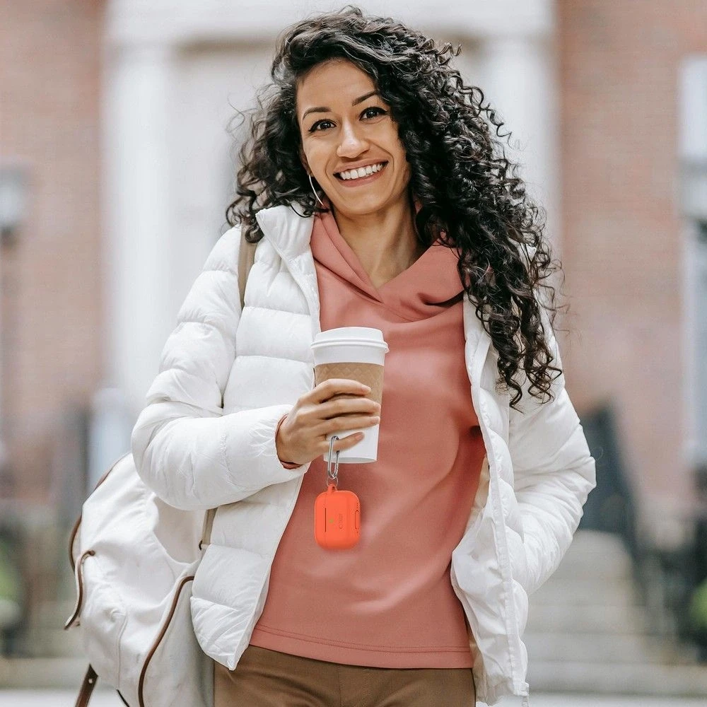 Apple AirPods pro 1 / 2 Tech-Protect silikoninis Hook Neon dėklas ausinėms oranžinės spalvos