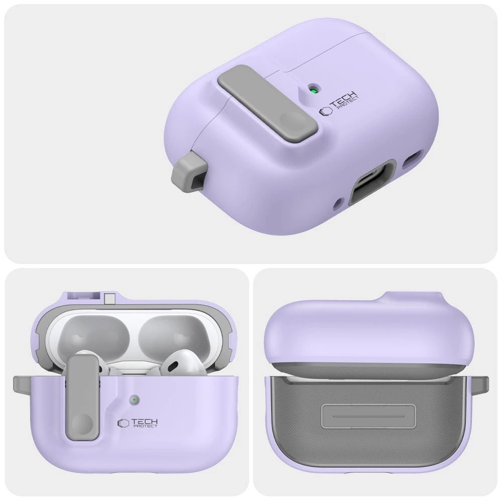 Dėklas TECH-PROTECT SLIM HOOK Apple AIRPODS PRO 1 / 2 levandų spalvos