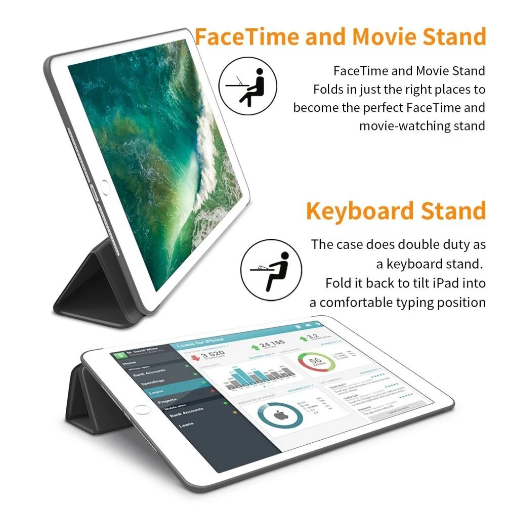 Tech-Protect SmartCase, skirtas iPad 9.7'' 5 / 6 2017-2018 - juoda