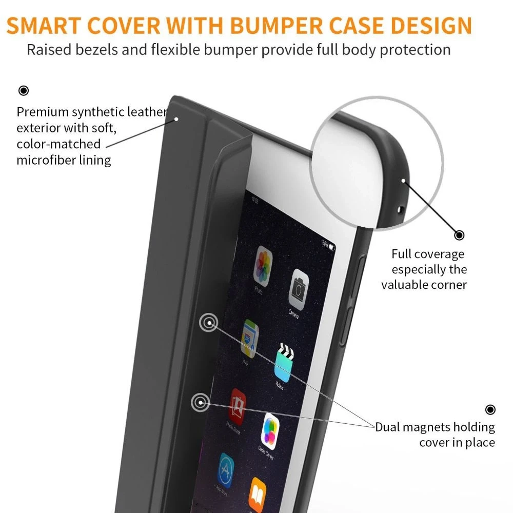 Tech-Protect SmartCase, skirtas iPad 9.7'' 5 / 6 2017-2018 - juoda
