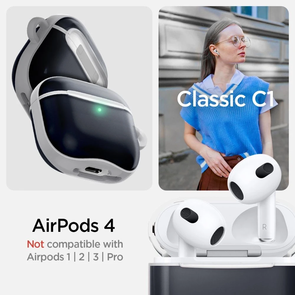 AirPods 4 Spigen Classic C2 Graphite ausinių dėklas