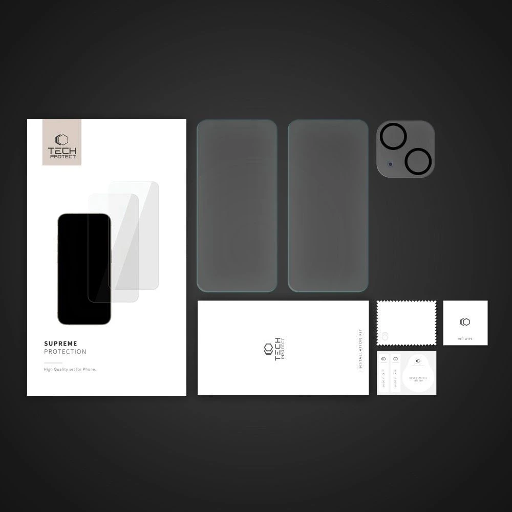 Tech-Protect Supreme Set Apple iPhone 15 2x Apsauginis stiklas Ekranas / Apsauginis stiklas Camera