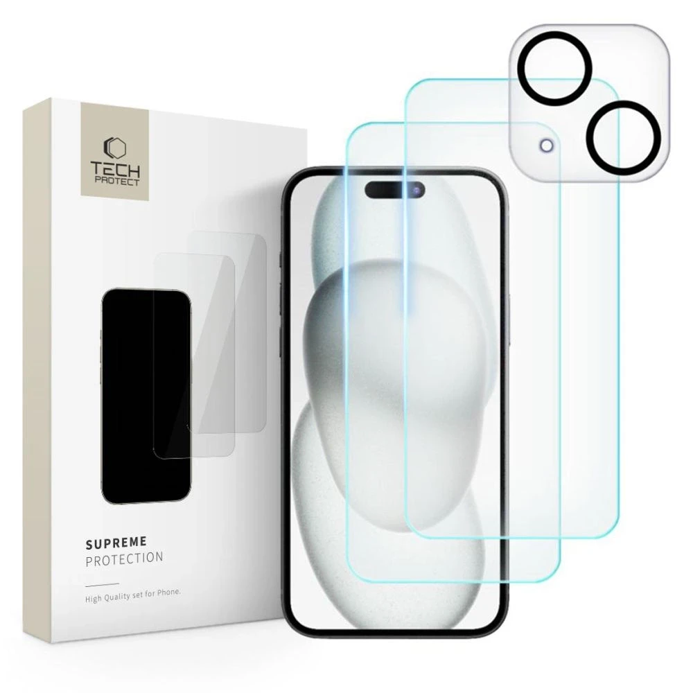 Tech-Protect Supreme Set Apple iPhone 15 2x Apsauginis stiklas Ekranas / Apsauginis stiklas Camera