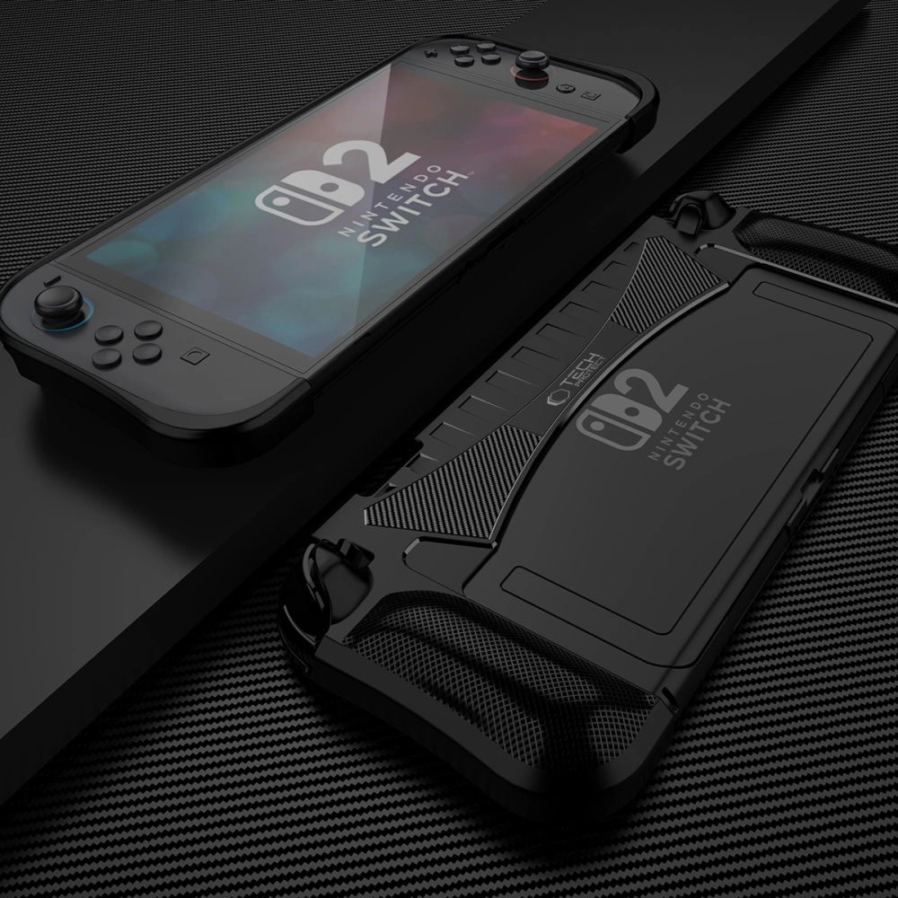„Tech-Protect“ TPU anglies pluošto dėklas, skirtas „Nintendo Switch 2“ - Juodas