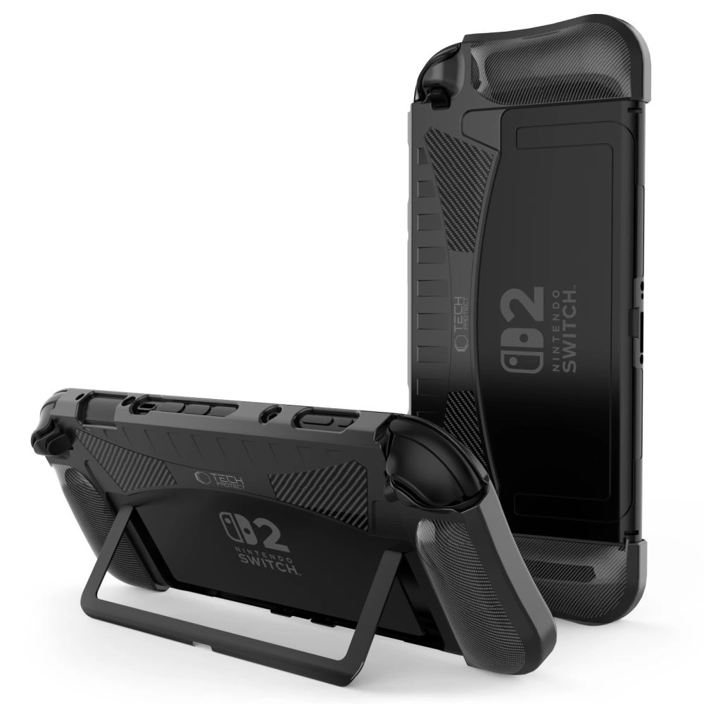 „Tech-Protect“ TPU anglies pluošto dėklas, skirtas „Nintendo Switch 2“ - Juodas