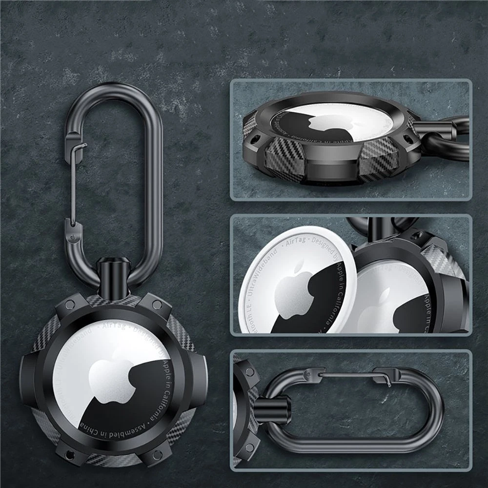 Dėklas Tech-Protect TPUCarbon Apple AirTag – juodos spalvos