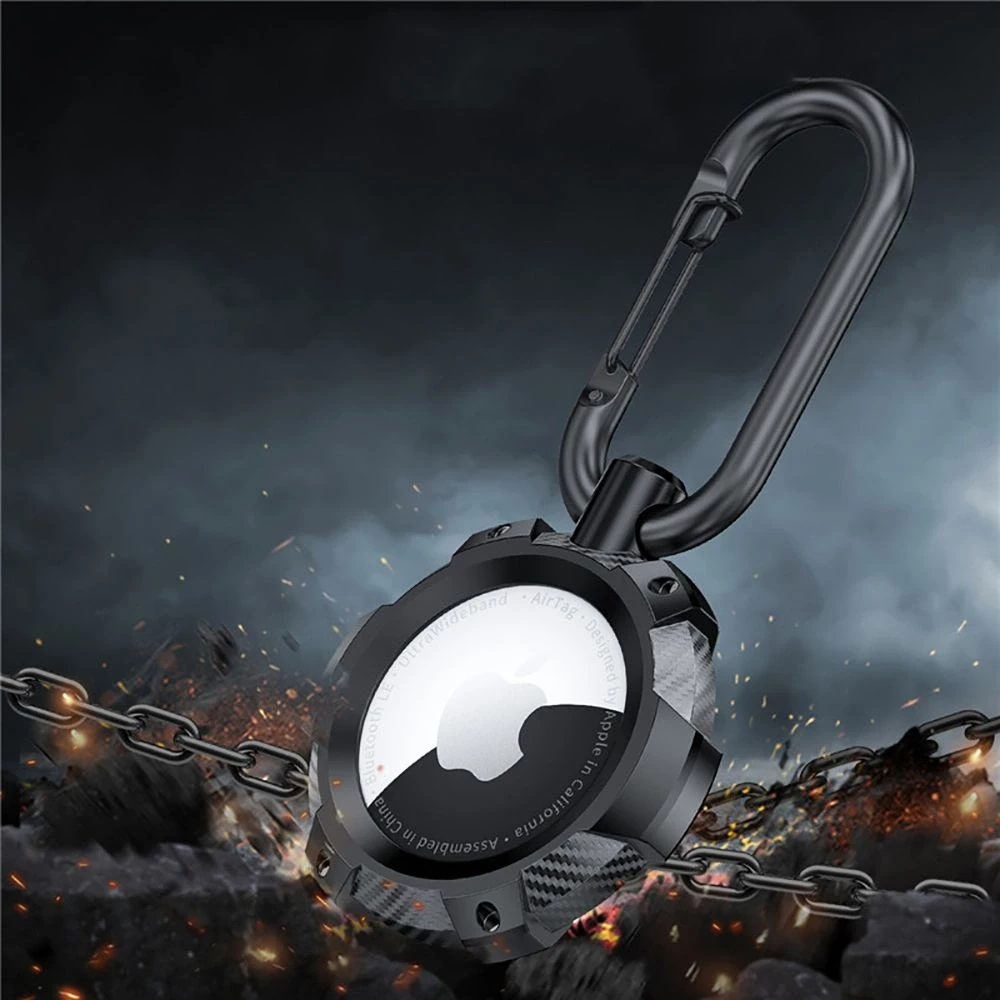 Dėklas Tech-Protect TPUCarbon Apple AirTag – juodos spalvos