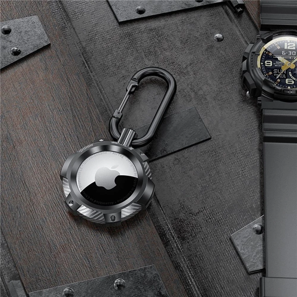 Dėklas Tech-Protect TPUCarbon Apple AirTag – juodos spalvos
