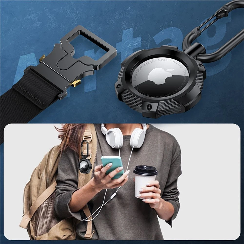 Dėklas Tech-Protect TPUCarbon Apple AirTag – juodos spalvos