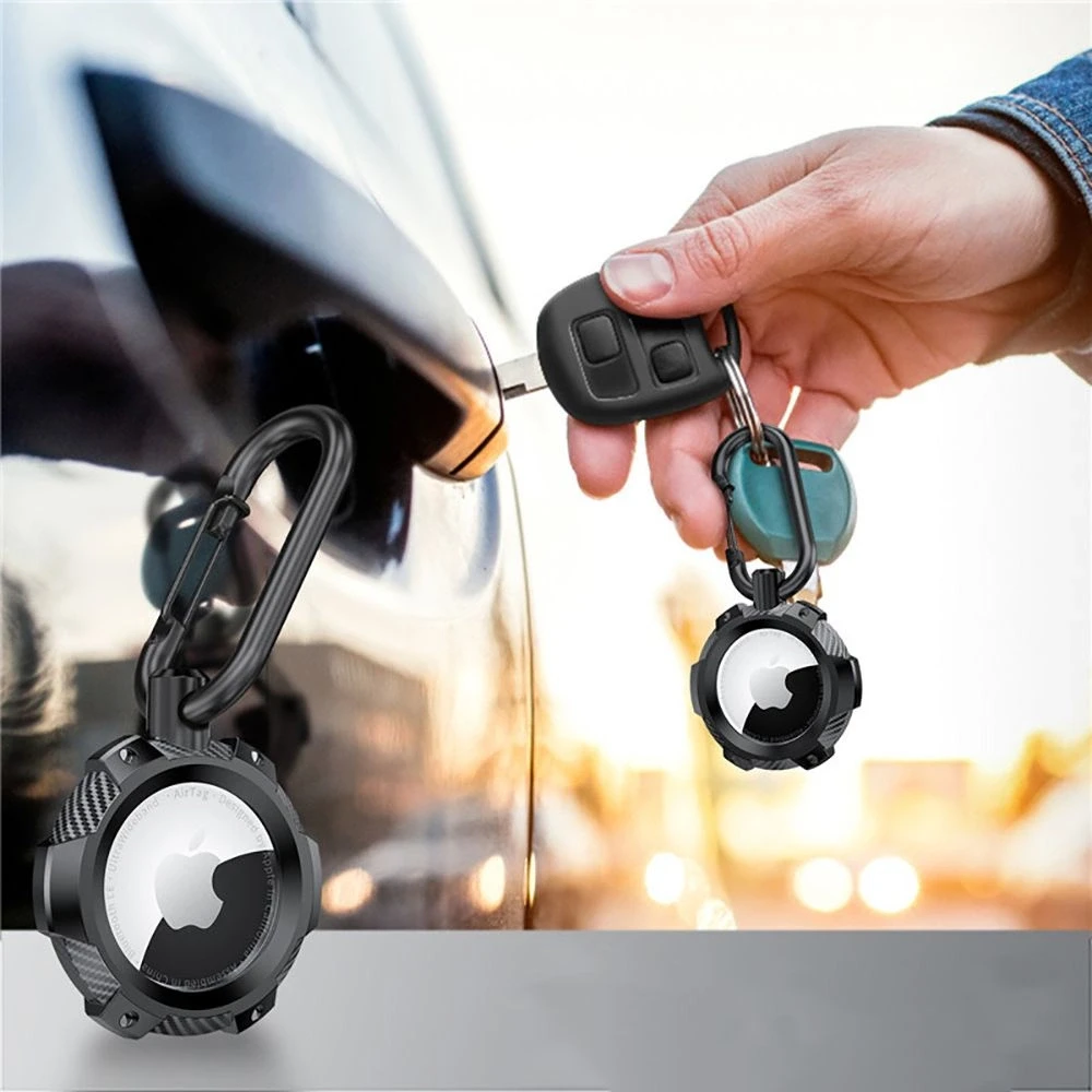 Dėklas Tech-Protect TPUCarbon Apple AirTag – juodos spalvos