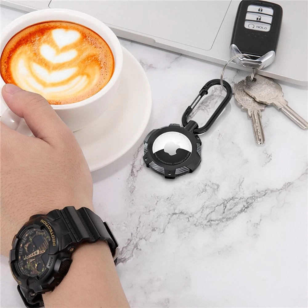 Dėklas Tech-Protect TPUCarbon Apple AirTag – juodos spalvos