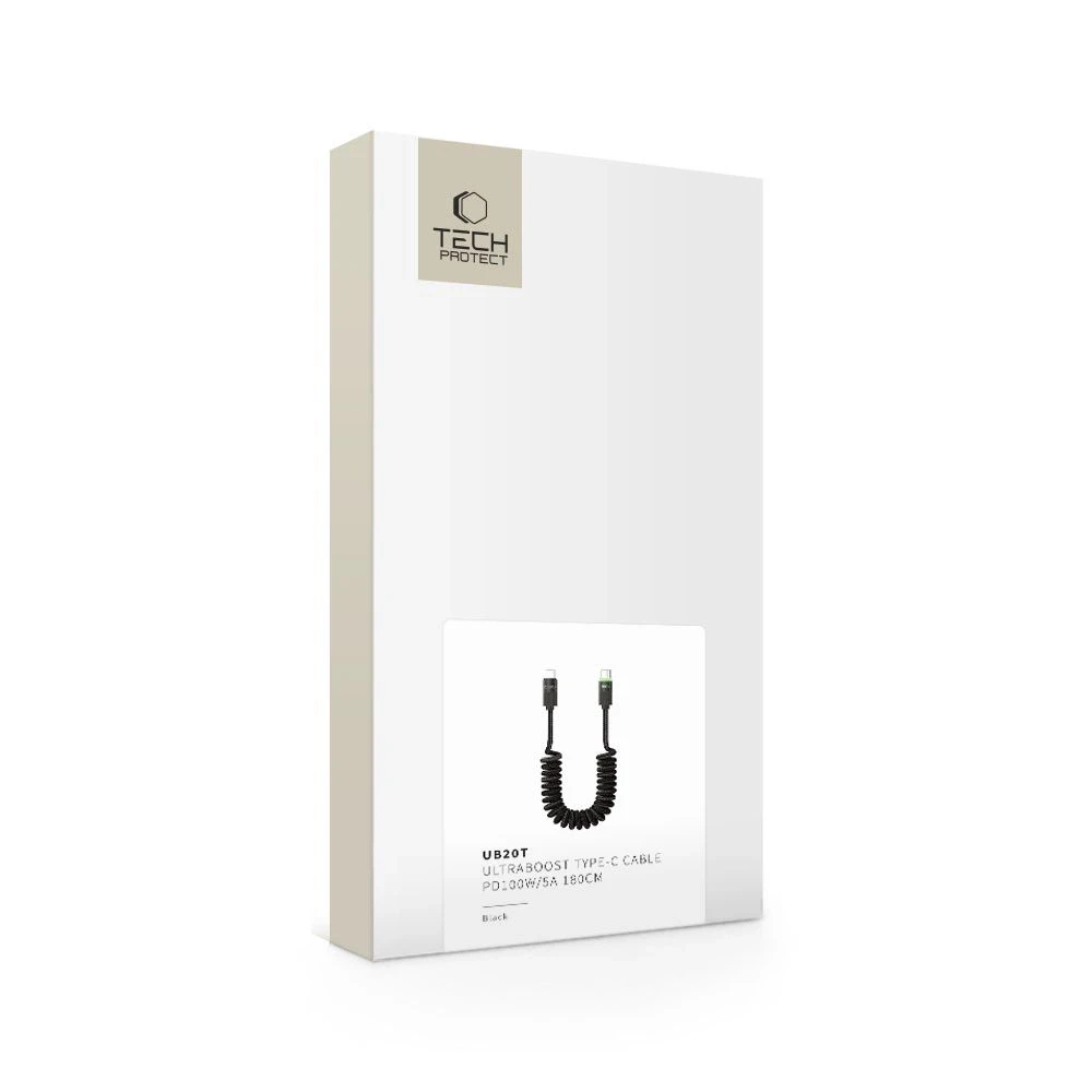 Tech-Protect UB20T Ultraboost USB Type-C laidas PD100W/5A 180cm - Juodas