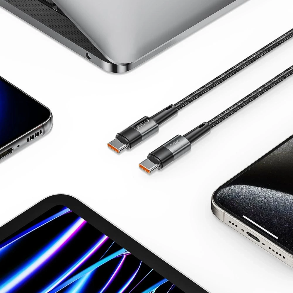 Kabelis 5A PD100W 3m USB-C ir USB-C Tech-Protect Ultraboost pilkos spalvos